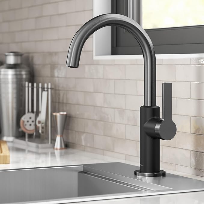 Kraus Oletto Single Handle Kitchen Bar Faucet in Spot Free Antique Champagne Bronze, Kitchen Sink Faucets, KPF-2822SFACB