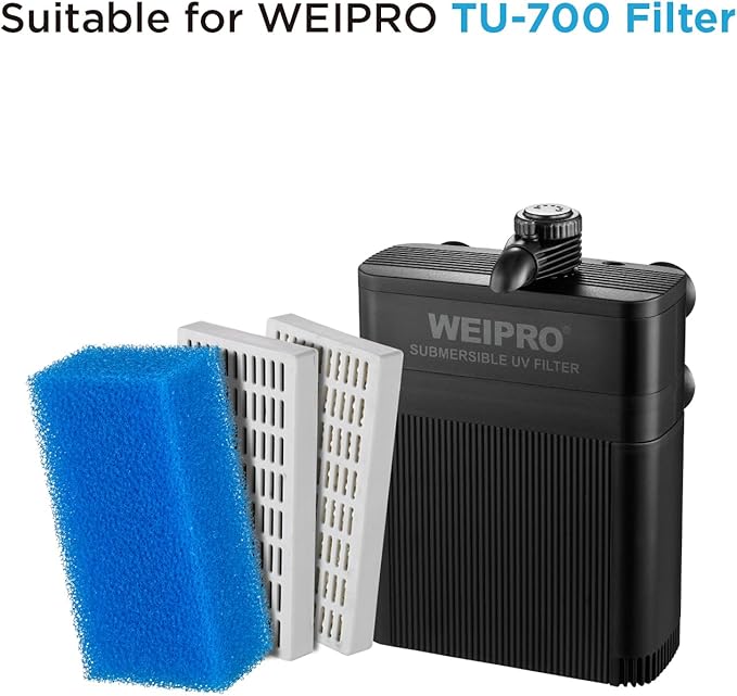 Replacement Cartridge for Aquarium UV Filter TU-700 with Aquarium Filter Foam, Active Carbon and Ceramic Ring(TU700-S) - AquaVibe