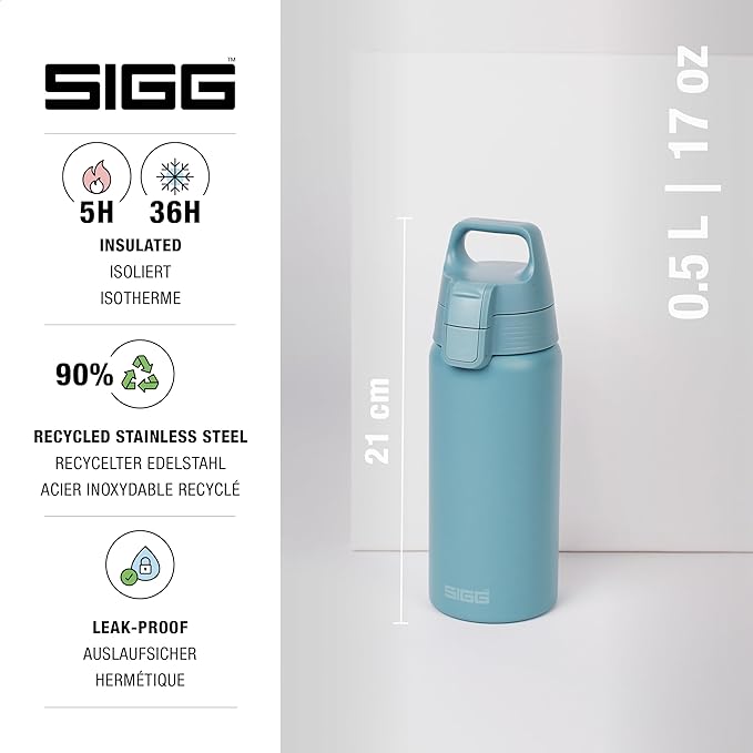 SIGG - Shield Therm- Stainless Steel Insulated Water Bottle - Carbonated Drinks, Leakproof, BPA Free, Recycled, 25, 34Oz