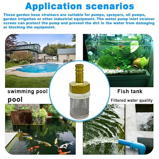 Stainless Steel Filter Copper Tube Joint 10mm Diameter Hose Connection, Garden, Swimming Pool, Fish Tank Hose Filter, Suction Strainers Used to Remove Debris and Reduce Solid Entry(10mm)