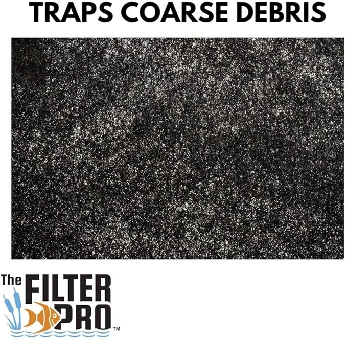Black Coarse Filter Media, 1.25" Thick, 28" x 240" Roll, Perfect for Aquariums, Ponds or Water Gardens, Made in USA