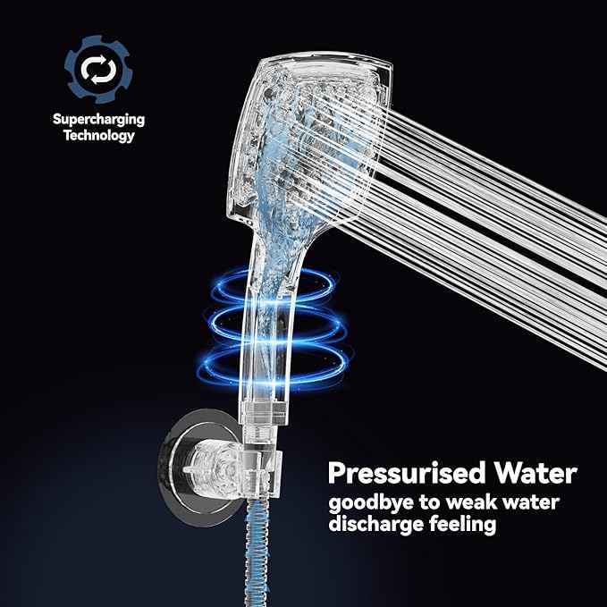 ELLO&ALLO Rain Shower Head with Handheld Spray, Rainfall Shower Head Combo with 60" Hose, Adjustable Dual Showerhead Set with 3-Way Diverter, Matte Black