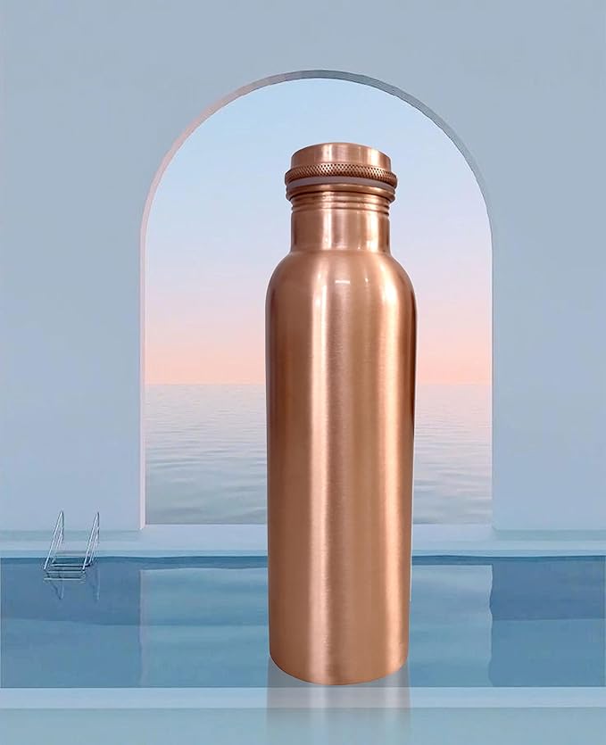Copper Water Bottle 100% Pure Bottle for Drinking Water Leak Proof Joint Less Water Drinking Bottle for Home, Office, Hotel and Sports