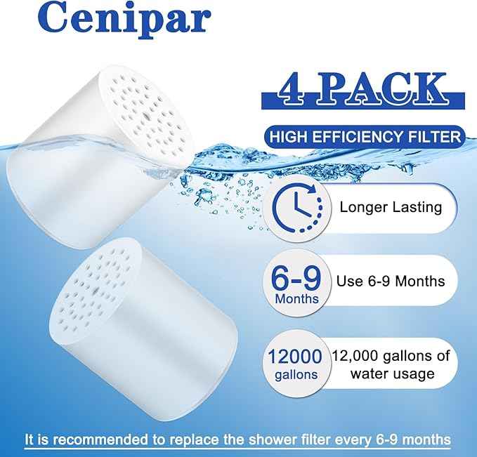 20 Stage Shower Filter Universal Replacement Cartridge Shower Head Filter,filtro para ducha de baño High Output Refill for Hard Water Reduces Chlorine by Cenipar,4 Pack