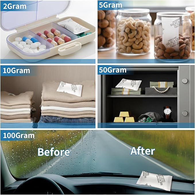 MakMeFre 30Gram(30Packets) Food Grade Moisture Absorbers Silica Gel Packs Desiccant for Moisture Storage Control