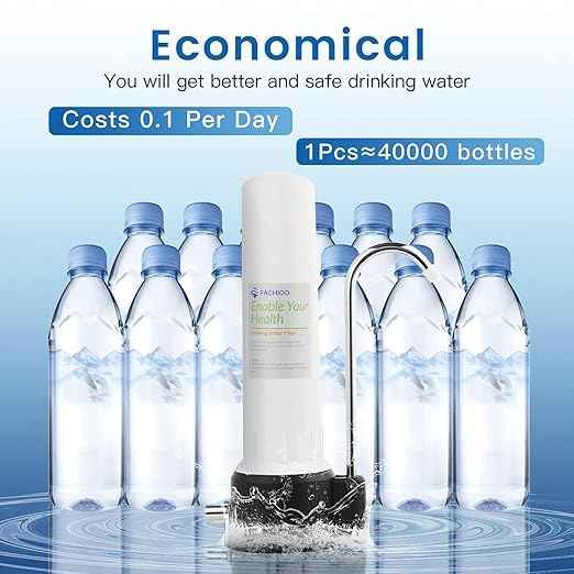 Countertop Water Filter, Drinking Water Filtration System for Faucet for 8000 Gallons, Reduces Heavy Metals, Bad Odors and 99% of Chlorine, White (1 Ceramic Filter Included) - AquaVibe