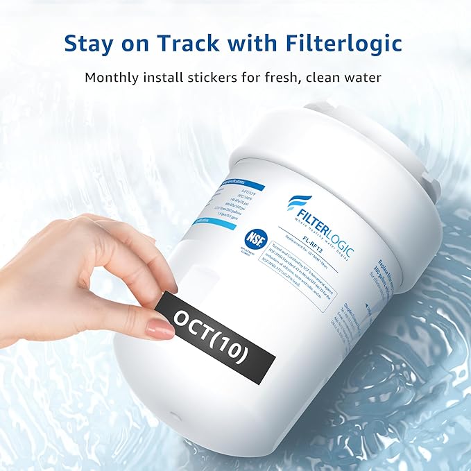 Filterlogic FL-RF13 Replacement for GE® MWF®, SmartWater® MWFP, MWFA, GWF, HDX FMG-1, GSE25GSHECSS, RWF1060, Kenmore® 9991 Refrigerator Water Filter, 3 Filters