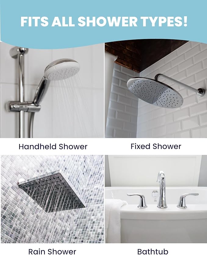 Wamery Shower Head Filter for Hard Water - Alkaline Multi‑Stage Inline Filter, Helps Reduce Chlorine & Odors, Universal 1/2‑Inch Fit, Easy Install, Extra Cartridge Included, Chrome