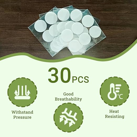 Monotub Adhesive Filter Disks, 30 PCS 2.5" Monotub Filter Discs for Mushroom Growing Supplies, Replacements 2mm Thick Synthetic Adhesive Filtration Pads Compatible with Mushroom Mono Tub