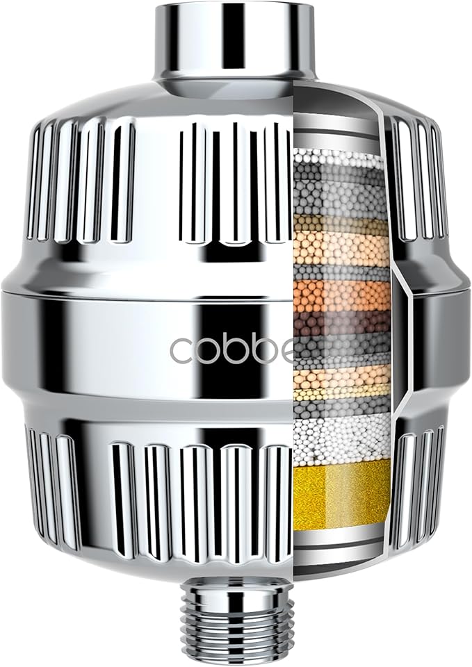 Cobbe HD HEAVY DUTY High Output Shower Filter – 99% REMOVAL Shower Head Filter for Hard Water, Heavy Metals, Chlorine and Harmful Substance, Improve your skin and hair - Chrome