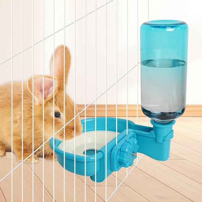VANNON 16oz Pet Water Bottle, Gravity Dog Water Bowl Dispenser for Cage, Anti-Overflow Water Dispenser for Small Dogs, Cats, Rabbits and Other Small Animals, BPA Free, Gradient Blue