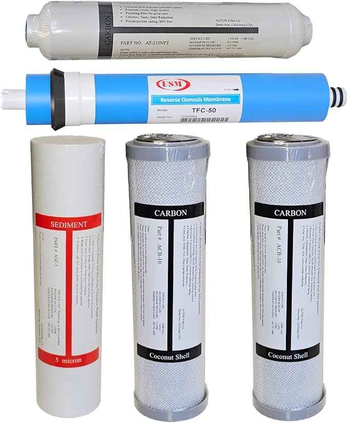 AltonFilter Compatible APEC Ultimate Complete 5 stage high capacity filter set for model ROES-50, RO-45, RO-PUMP RO Reverse Osmosis systems, 100% compatible + instruction