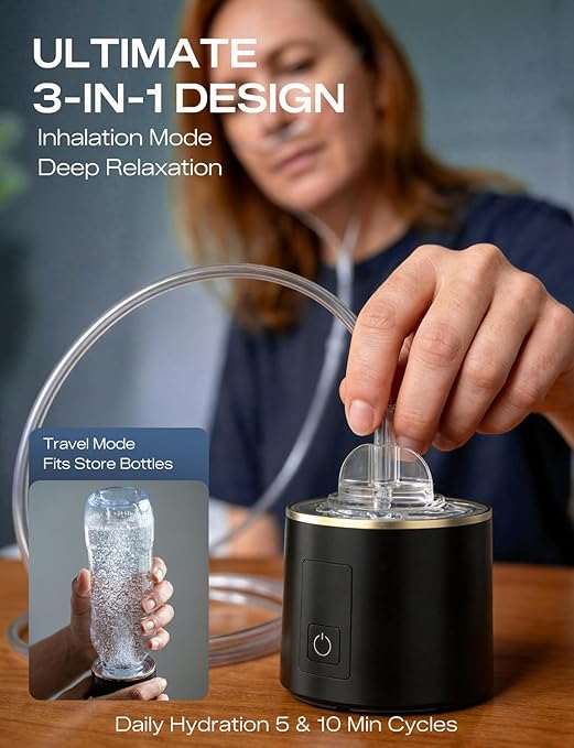 Hydrogen Water Bottle Generator-Up to 8100 PPB Molecular Hydrogen, 12-Hour Hydrogen Retention, IHSA Certified SPE/PEM Tech, Portable Hydrogen Bottle, Healthy Gift (Black)