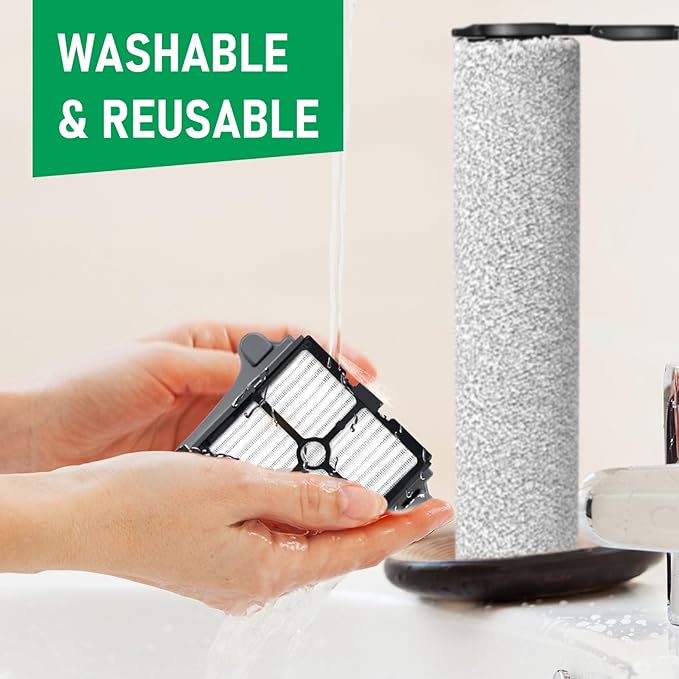 Only Floor ONE S7 Steam Roller Brush Replacement and Vacuum Filter Kit Compatible with Tineco Floor ONE S7 Steam Cordless Wet Dry Vacuum Replacement Parts,2 Roller Brushes,2 Filters,1 Cleaner Brush - AquaVibe