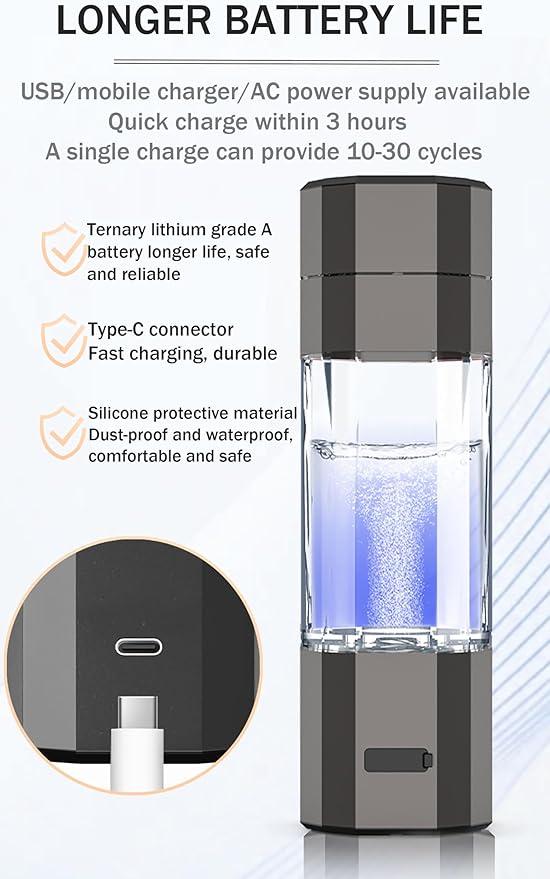 208ML Hydrogen Water Bottle Generator, Up to 5000-10000PPB+, Portable H2 Maker Water ionizer Machine, PEM Technology, for Husband, Wife, Lovers, Friends