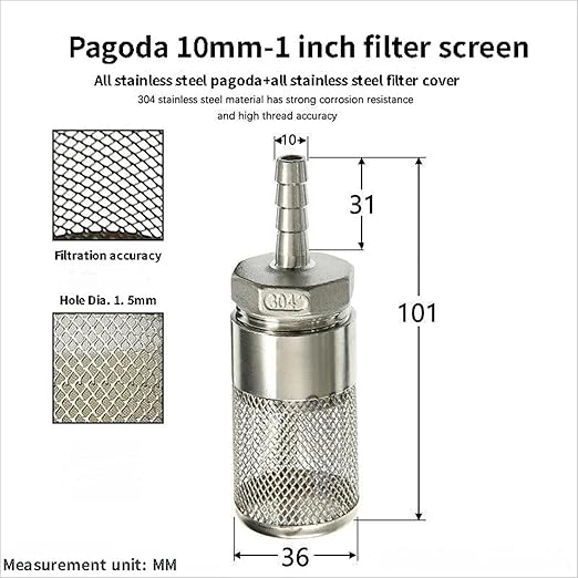 304 Stainless Steel Water Pump Filter Hose End Strainer Barbed Inline Mesh Screen, Assorted Sizes for Pressure Washer Garden RV Prevents Debris Clogging,1pcs(10mm 1 Inch)