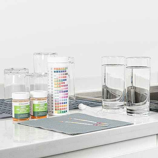 Restaurantware Instant Multiple-Use Water Test Kit 100 Count 17-in-1 Water Test Kit, 2 Bacteria Tests, For Tap & Well Water, Chlorine Testing Strips, Tests For Lead, Bacteria, Hardness, Fluoride