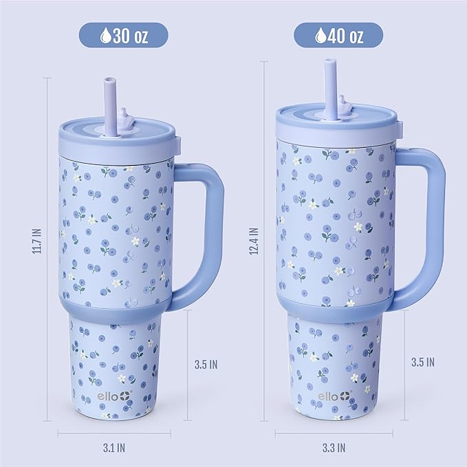 Ello Oasis 40oz Stainless Steel Tumbler - Blueberries