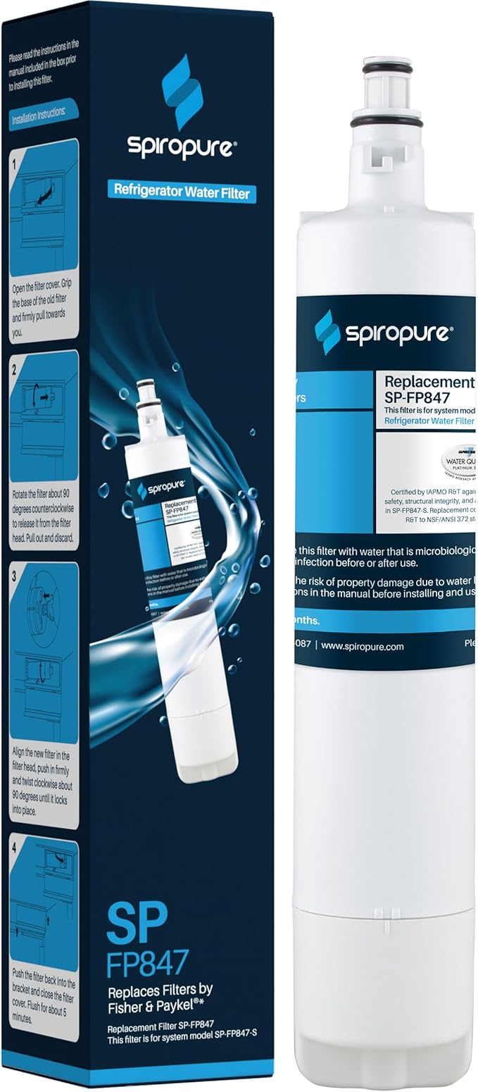 SpiroPure SP-FP847 NSF Certified Refrigerator Water Filter Compatible Replacement for Fisher Paykel 847200 Water Filter Fisher & Paykel FWC3 (1 Pack)