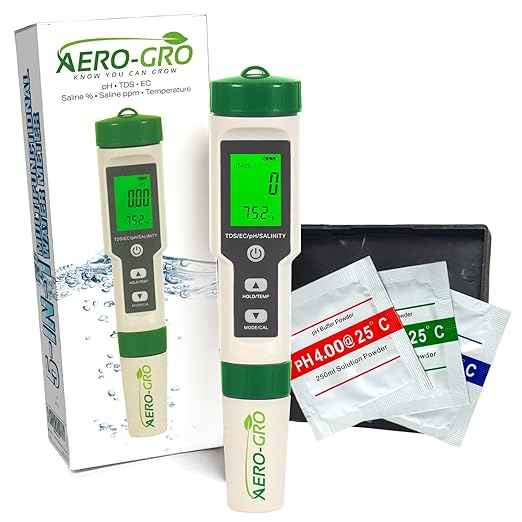 Digital 5-in-1 Meter: 5 Functions: pH, TDS, EC, Salinity%, Salinity ppm, and Temp, IP67 Waterproof, Pen-Type Tester for Hydroponics, Water, Wine, Spas, Aquariums