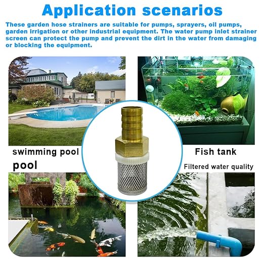 Stainless Steel Filter Copper Tube Joint 14mm Diameter Hose Connection, Garden, Swimming Pool, Fish Tank Hose Filter, Suction Strainers Used to Remove Debris and Reduce Solid Entry(14mm)