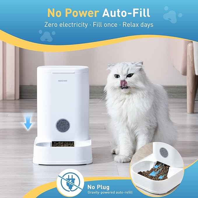 PAWGETHER® Gravity Cat Feeder, Self-Dispensing Dog Food Dispenser, Pet Food Station 1 Gallon/3.5L Capacity Automatic Pet Feeder Cat & Dog Food Bowl, Easy to Fill