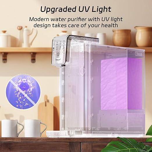 Reverse Osmosis Water Filter Countertop : 6-Stage Reverse Osmosis System with UV TDS Monitor 3:1 Pure to Drain Darlingcare Water Purifier for Kitchen Office Home (Ivory White)