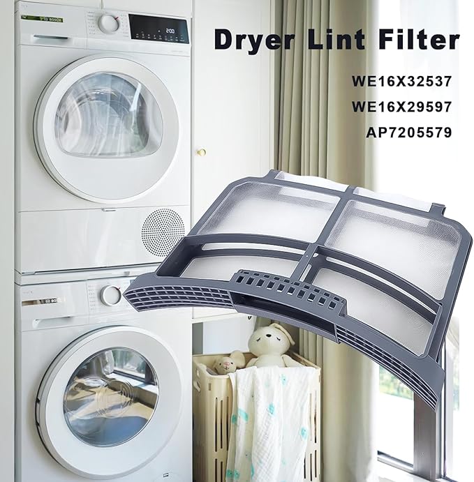 WE16X32537 WE16X2959 GE Dryer Lint Filter Trap Screen for GE Clothes Dryer, Dryer Lint Strainer WE16X32537 WE16X29597 AP7205579 - AquaVibe