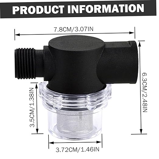 G1/2 50 Stainless Steel Mesh RV Inline Water Filter with Rubber Seal, Heavy‑Duty Sediment Filter for Boat, Yacht, Garden Hose & Camping Water Systems