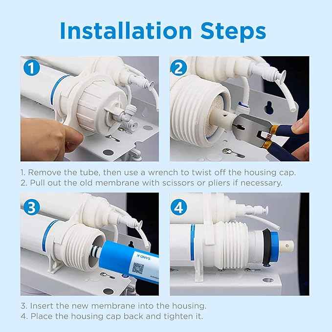 100 GPD RO Membrane Filter Replacement, 12" x 2.0" Reverse Osmosis Water Filter Membranes Replacement for Home Drinking Under Sink RO Water Filtration System, 2-Pack