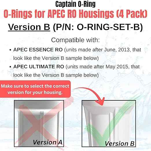 Captain O-Ring – Replacement 3.5” O-Rings for APEC Essence, Ultimate Reverse Osmosis RO Water Filter Housings (4 Pack) (Version B (O-Ring-Set-B))