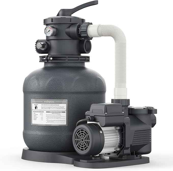 Sand Filter Pump for Above Ground Pool, Pool Pumps Above Ground with Timer, Pool Sand Filter with 6-Way Valve, Efficient Filtration, 13in, Up to 13,000 Gallons