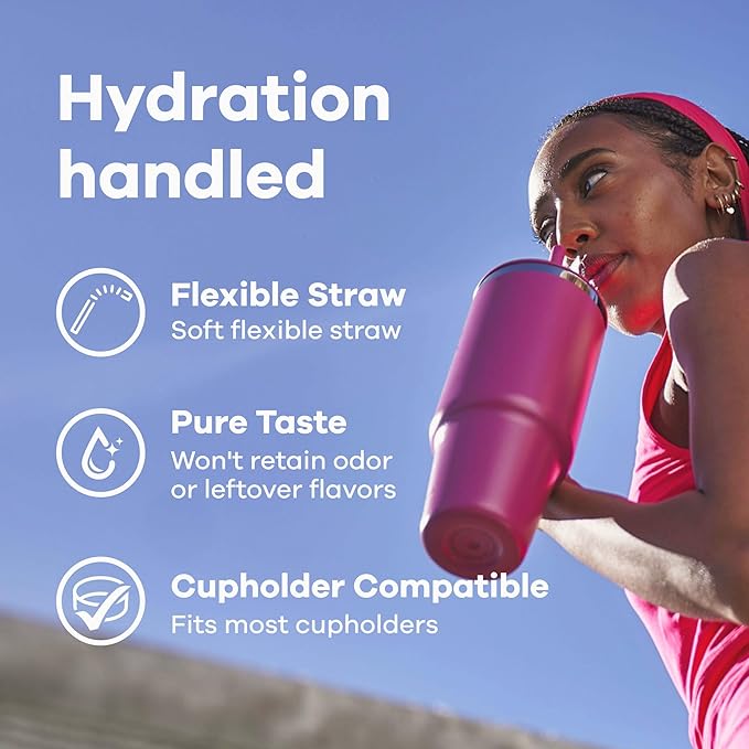 Hydro Flask Travel Tumbler with Handle, Lid and Straw - Insulated Stainless Steel in 40 Oz Aloe Green