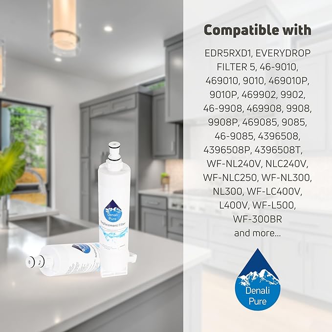 Replacement for Whirlpool ED5FHEXNS00 Refrigerator Water Filter - Compatible with Whirlpool 4396508, 4396510 Fridge Water Filter Cartridge