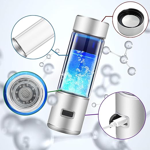 Portable Hydrogen Water Bottle Generator,Improve Water Quality Glass Hydrogen Water Ionizer Machine,Ion Bottles Hydrogen Water Ionizer,A:Silver