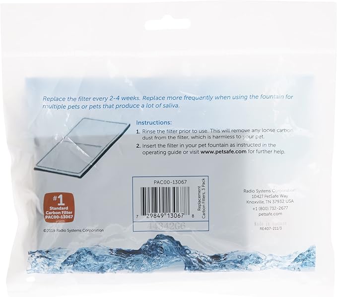 PetSafe Drinkwell Replacement Carbon Filters - Activated Carbon Cat Water Fountain Filter for Clean & Fresh Water & Better Taste - Fountain Cartridge Refill - 3 Count (Pack of 12)