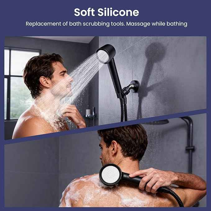 Ion Drops Filtered Shower Head with Handheld, High Pressure Shower Heads with 3 Spray, Showerhead with Filters Hand held for Hard Water, Remove Chlorine, Reduces Dry Itchy Skin (Black)