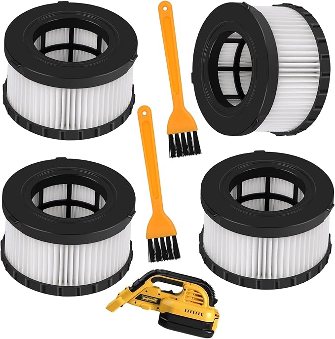 4-Pack DC5151H HEPA Filter Replacement, Compatible with DEWALT Dry Wet Vacuum DC515 DCV517 DCV517B, washable and reusable filter vacuum cleaner, with cleaning brush - AquaVibe