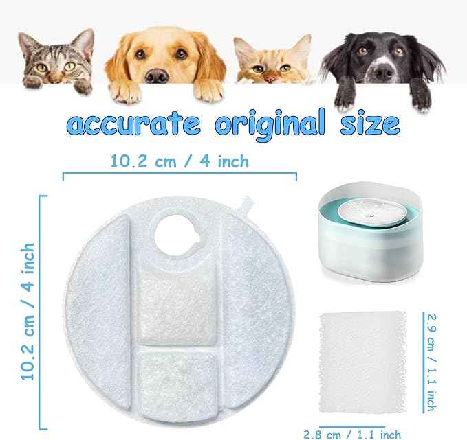10 Pack Dog Fountain Filter Replacement for Petlibro Water Fountain PLWF008 Filter Replacement,5 Month Set of Filters for Dog Water Dispensers