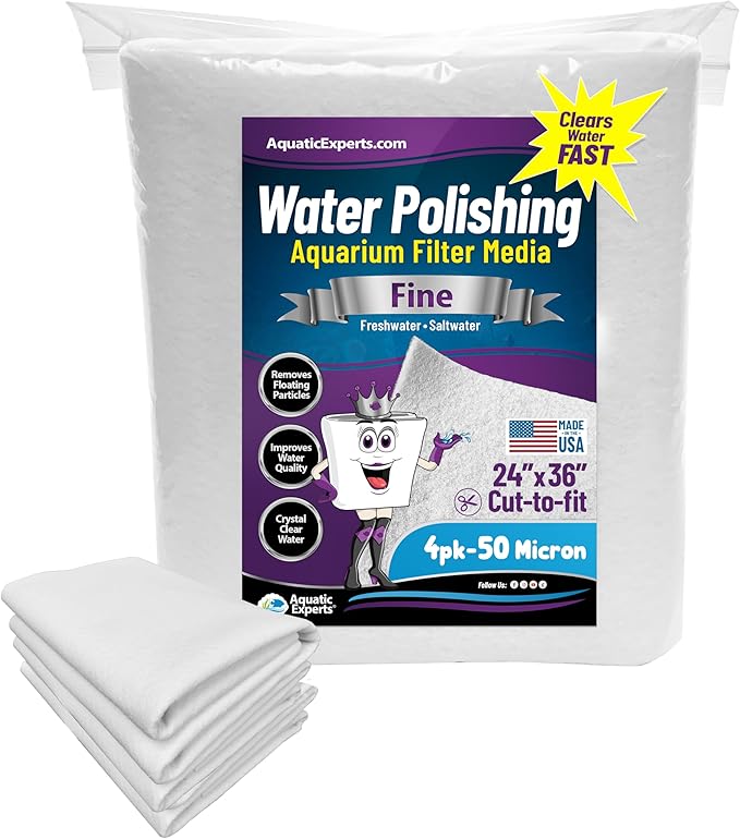 Aquatic Experts Aquarium Polishing Filter Pad, Water Polishing Pad for Aquarium Filters, Filter Floss for Fish Tank Filters, (50 Micron, 24