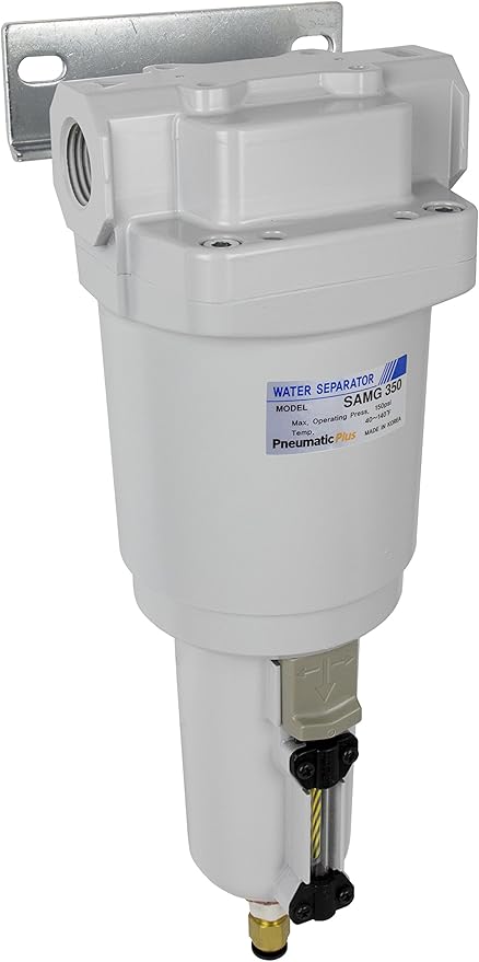 PneumaticPlus SAU470-N04DG-MEP 4 Stage Compressed Air Drying System - Particulate Filter, Coalescing Filter, Pressure Regulator & Water Separator, 1/2" NPT - Auto Drain, Metal Bowl for compressor - AquaVibe