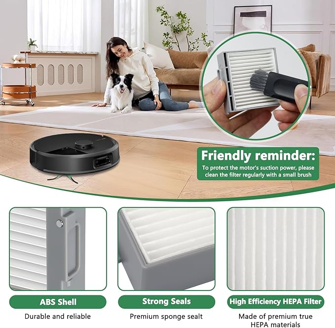 8-Pack Hepa Filter Replacement for iRobot Roomba Max 705 Vac/Plus 504 Vac Robot Vacuum Cleaner Parts Vacuum Filter, High Efficiency Filters + 1 Cleaning Brush - AquaVibe