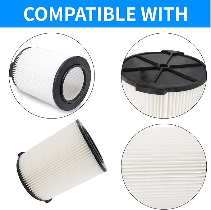 Ridgid Shop Vac Filter Replacement - VF4000 & VF3502 + 2 Pack Foam Sleeve + Brush Cleaner (6 Piece Set) - AquaVibe