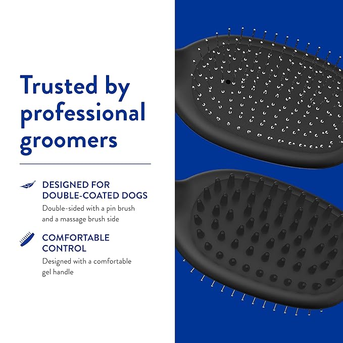 WAHL Professional Animal Double Sided Bath Pin Brush for Dogs (#858477) - Pet Brush to Groom Dogs - For Akitas, Huskies & Australian Shepherds - Durable Dog Pin Brush - AquaVibe