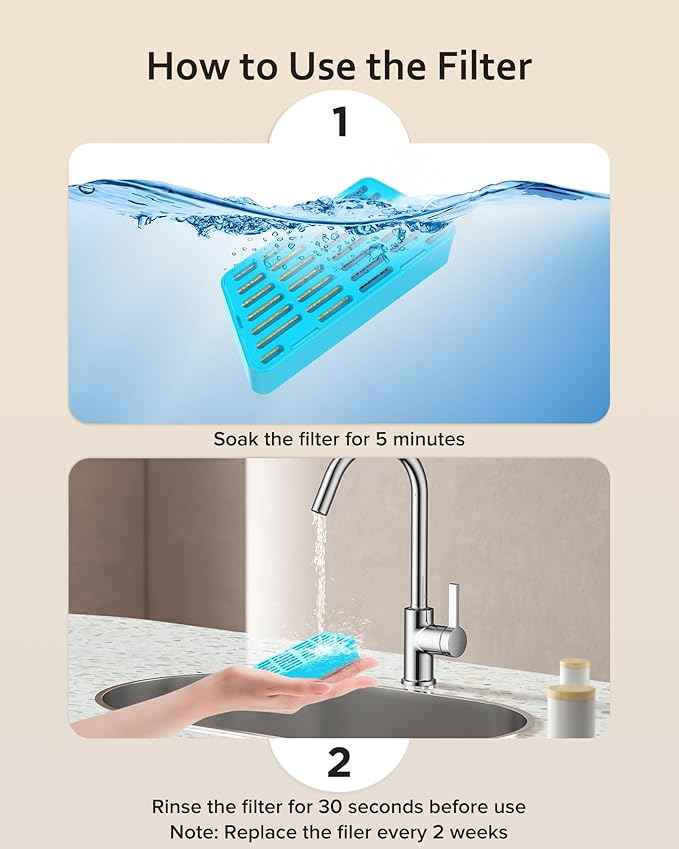 PEKTACO Replacement Cat Water Fountain Filters, 2.2L/74oz Automatic Pet Water Fountain Replacement Filters and Sponges(9 Pack)