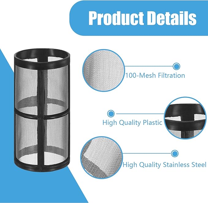 4-Pack Stainless Steel Screen Made for Garden Hose Filter, Black 100 Mesh Pressure Washer Filter Accessory Compatible with Hose Sediment T Strainer - AquaVibe