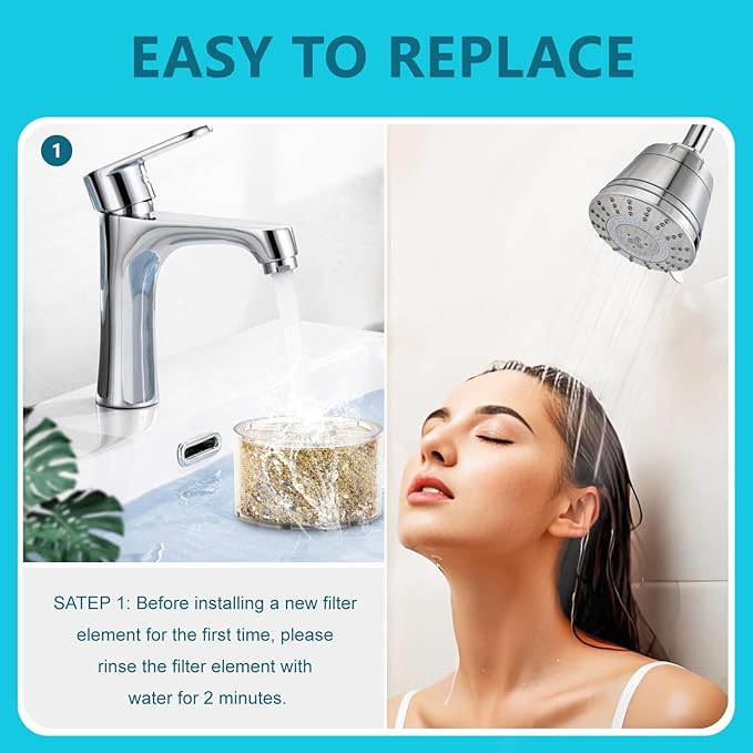 Replacement Shower Filter for Wall-mounted showerhead,Compatible with Sprite SLC Shower Head Cartridge,for Hard Water Remove Chlorine and Harmful Substances.（3 Pack）