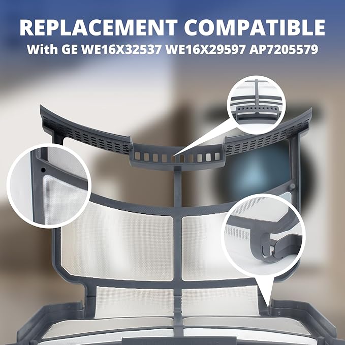 Earthtec Dryer Lint Screen Filter Replacement Compatible With GE WE16X32537 WE16X29597 AP7205579 GFD55GSSN0WW GFD65ESPN0SN GFD65GSPN0SN GFD85ESPN0RS GFD85GSPN0RS Dryer Lint Trap Filter