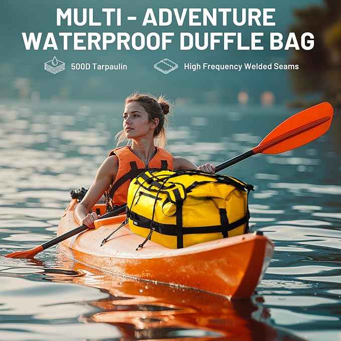 MIER Waterproof Duffel Bag Motorcycle Dry Bag Backpack Large Roll-Top Heavy Duty Dry Duffle Bags for Kayaking Camping Boating Gym Beach Cruise Ship, 60L/80L