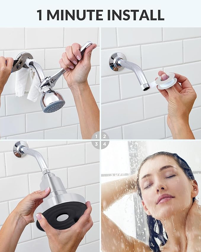 Filtered Shower Head for Hard Water and 2 Replacement Filters Set, KDF-55 Filter Dermatologist Recommended for Softening Hard Water